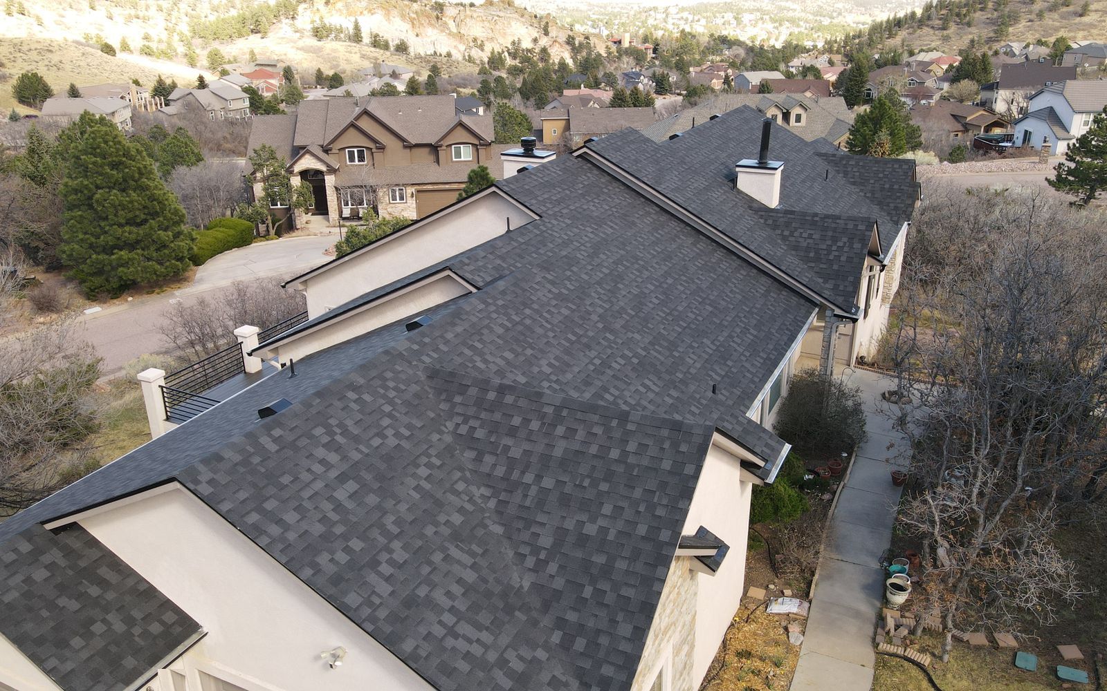 Architectural shingles, foothills neighborhood