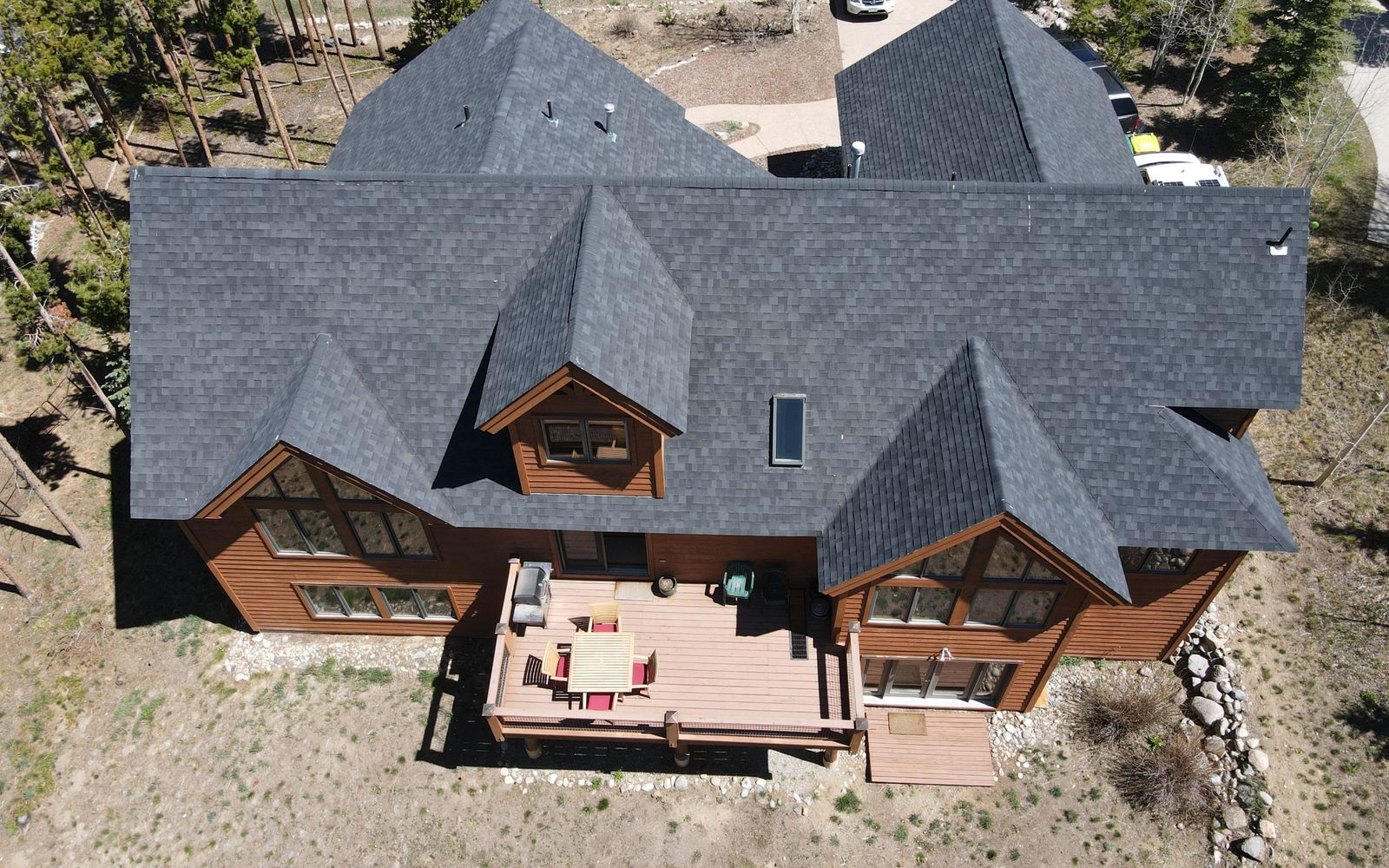 Architectural shingles, mountain home in the pines