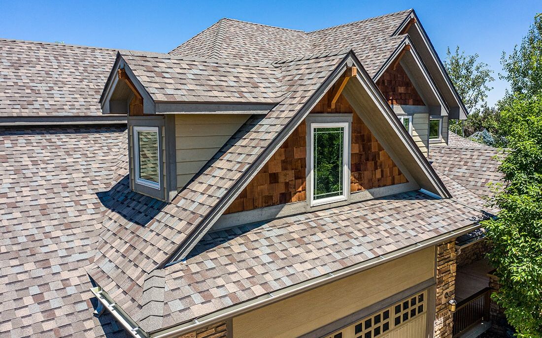 Shingles with cedar-shake gables, gabled two-story